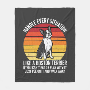 Grappige Boston Terrier Retro Honden Attitude Fleece Deken