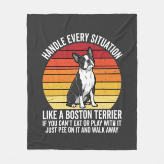 Grappige Boston Terrier Retro Honden Attitude Fleece Deken