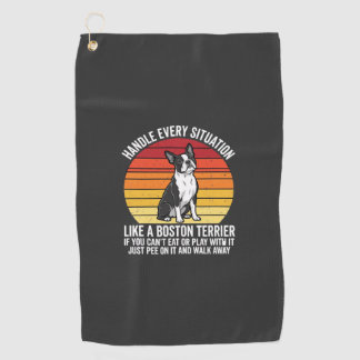 Grappige Boston Terrier Retro Honden Attitude Golfhanddoek