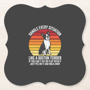 Grappige Boston Terrier Retro Honden Attitude Kartonnen Onderzetters