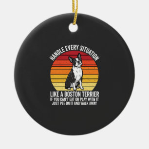 Grappige Boston Terrier Retro Honden Attitude Keramisch Ornament