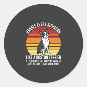 Grappige Boston Terrier Retro Honden Attitude Ronde Sticker