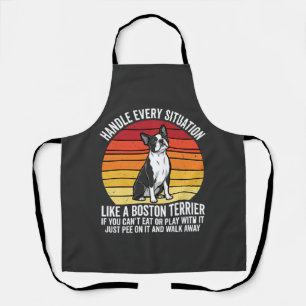 Grappige Boston Terrier Retro Honden Attitude Schort