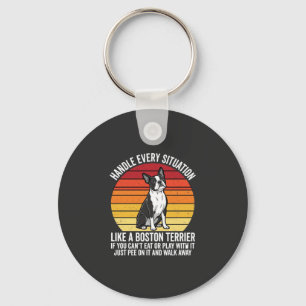 Grappige Boston Terrier Retro Honden Attitude Sleutelhanger