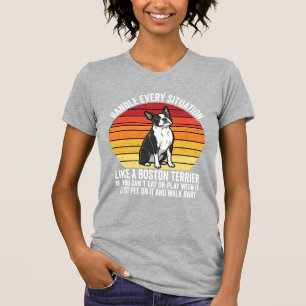 Grappige Boston Terrier Retro Honden Attitude T-shirt
