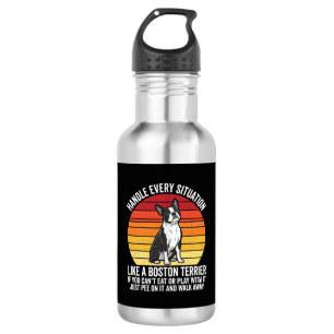 Grappige Boston Terrier Retro Honden Attitude Waterfles