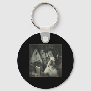 Grappige Boston Terrier selfie met spoken Hallowee Sleutelhanger