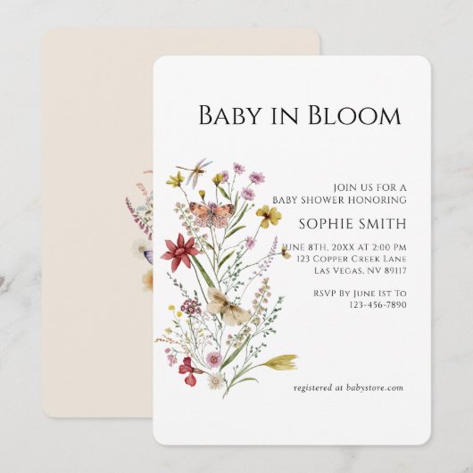 Grappige botanische Baby in bloei uitnodiging (Voorkant / Achterkant)