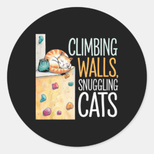 Grappige Boulderende Kat – Klimmen En Kattenliefhe Ronde Sticker
