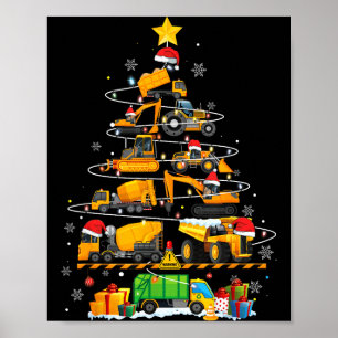 Grappige Bouw Graafmachine Truck Kerstboom Poster