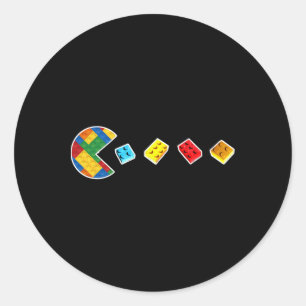 Grappige Bouwstenen Gamer Meester Bouwer Baksteen Ronde Sticker