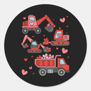 Grappige Bouwtruck Valentijn Kinderjongen Peuter Ronde Sticker