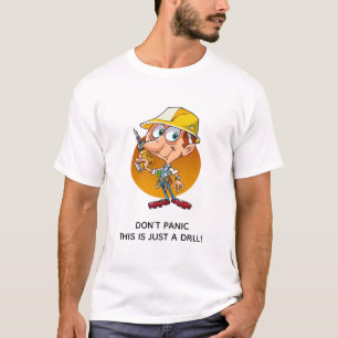 Grappige Bouwvakker Cartoon Alleen Maar Een Boor T-shirt