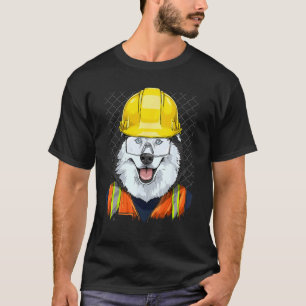 Grappige Bouwvakker Siberische Husky Arbeider D T-shirt