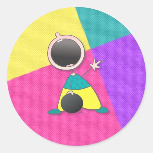 Grappige Bowling | Grappig Kind Bowling Ronde Sticker (Voorkant)