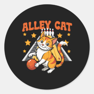 Grappige Bowling Kat Grappige spreuk Steeg Kat Ronde Sticker
