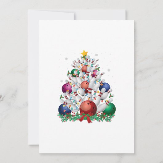 grappige bowling kerstboom licht kerst sport liefd kaart (Voorkant)