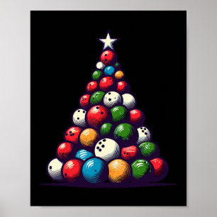 Grappige bowling kerstboomlichten voor mannen en v poster