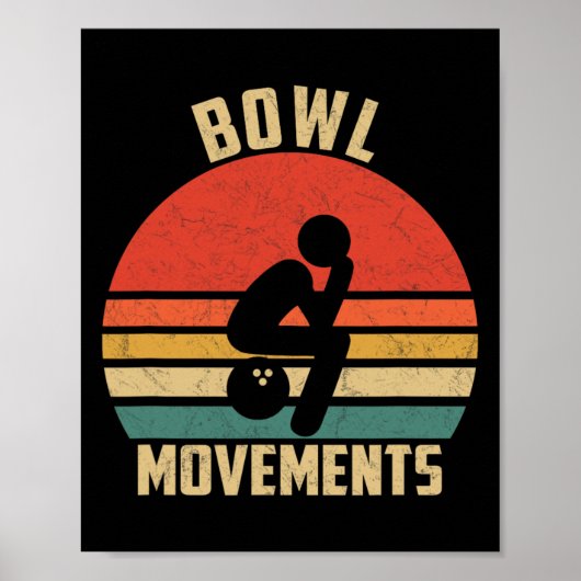 Grappige Bowling  Retro Bowl Bewegingen Bowlers Poster (Voorkant)