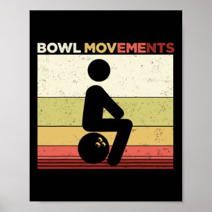 Grappige Bowling Retro Bowl Bewegingen Bowlers Poster