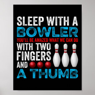 Grappige bowling slaap met een bowler pun sport poster