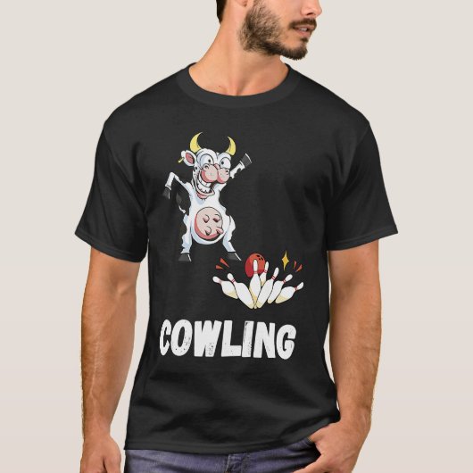 Grappige Bowling Strike Bowling Pin Koe Bowler Bow T-shirt (Voorkant)