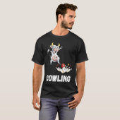 Grappige Bowling Strike Bowling Pin Koe Bowler Bow T-shirt (Voorkant volledig)