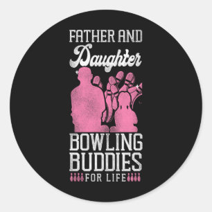 Grappige bowling vader dochter vader en dochter bo ronde sticker