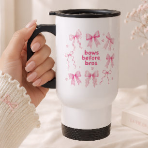 Grappige Bows Before Bros Roze Coquette Cadeau Reisbeker