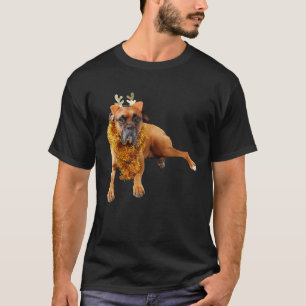 Grappige Boxer Foto Rendier Kostuum Geweien Kerstm T-shirt