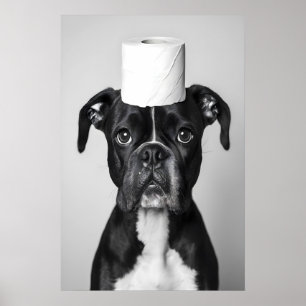 Grappige Boxer Hond Badkamer Print, Toilet Papier Poster