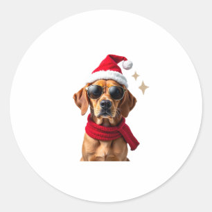 Grappige Boxer Hond Kerstverlichting Kerst Outfit Ronde Sticker