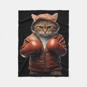 Grappige Boxing Cat met Boxing Handschoenen voor M Fleece Deken