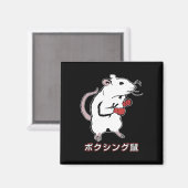 Grappige Boxing Mouse Japans Magneet (Voorkant / Achterkant)