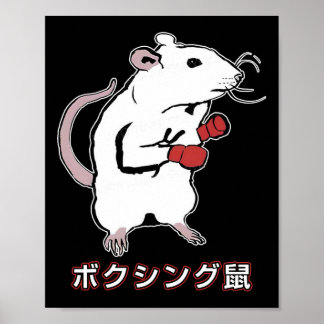 Grappige Boxing Mouse Japans Poster