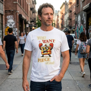 Grappige Boze Cake Snee Bereid om te Vechten Carto T-shirt