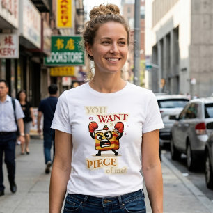 Grappige Boze Cake Snee Bereid om te Vechten Carto T-shirt