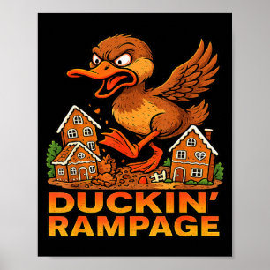Grappige Boze Eend Unieke Kerst Rampage Peperkoek Poster