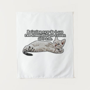 Grappige boze kat meme voor katteneigenaren en -li wandkleed