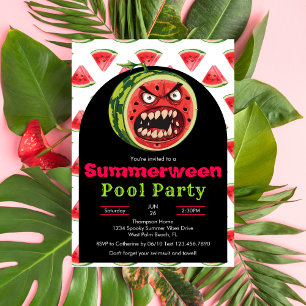 Grappige Boze Watermeloen Summerween Zwembadfeestj Kaart