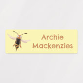 Grappige boze wesp cartoon gepersonaliseerd labels (Design 1)