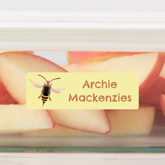 Grappige boze wesp cartoon gepersonaliseerd labels (Aangebracht)