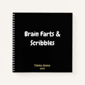 Grappige “Brain Farts & Scribbles” Zwarte Monogram Notitieboek (Voorkant)