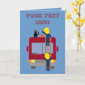 Grappige brandweerlieden redden kat kaart (Gele Bloem)