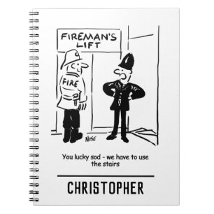 Grappige brandweerman brandweer en politieagent Ca Notitieboek