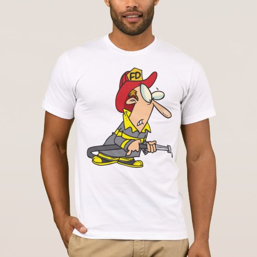 Grappige brandweerman met slang Emergency Responde T-shirt (Voorkant)