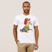 Grappige brandweerman met slang Emergency Responde T-shirt (Voorkant volledig)