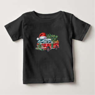 Grappige brandweerwagen Kerstman hoed Kerstboom Li