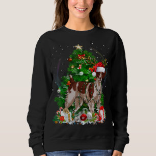 Grappige Bretagne Spaniel Kerstboom Licht Pyjama Trui