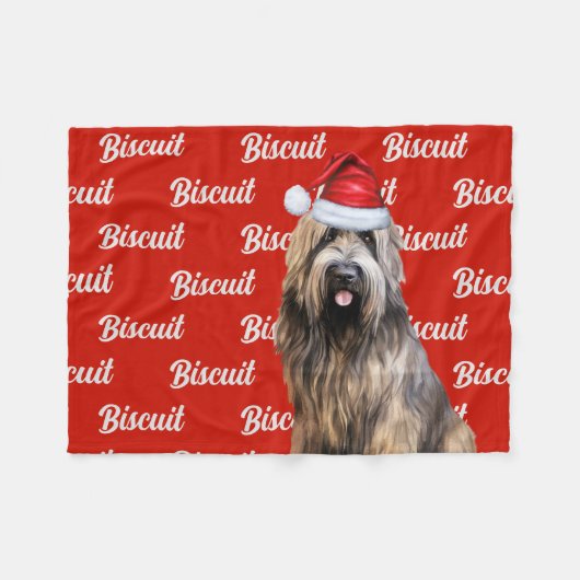 Grappige Briard Shepherd Hond Naam Patroon Kerstmi Fleece Deken (Voorkant (Horizontaal))